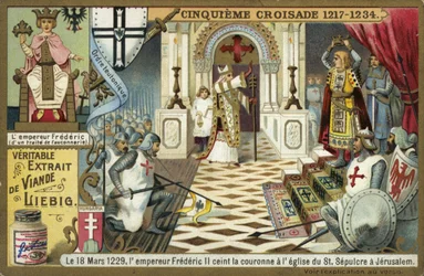 Der Kaiser Friedrich II. nimmt die Krone Jerusalems in der Grabeskirche, Sechster Kreuzzug, 18. März 1229